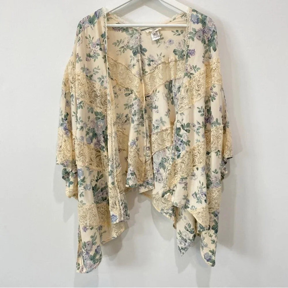 Entro Boho Floral Lace Kimono Open Flowy Cardigan S/M - Picture 4 of 15